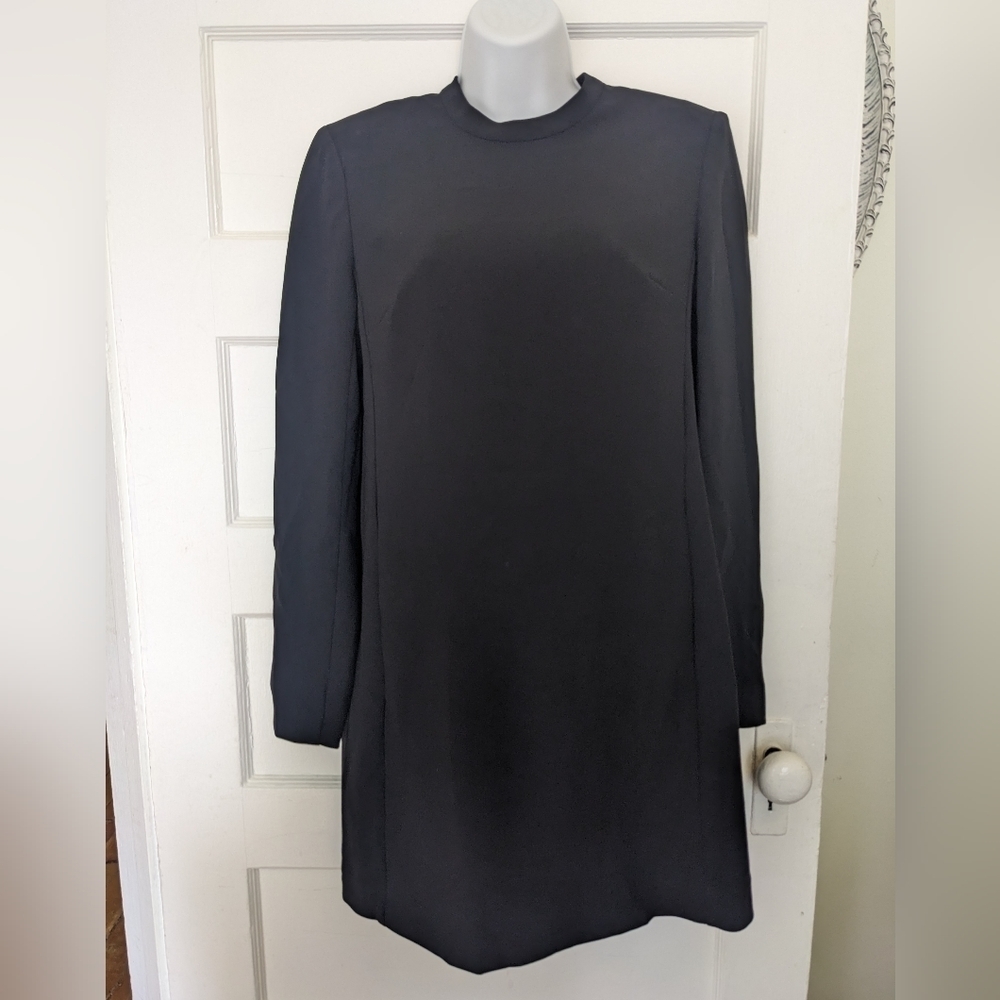 ARITZIA BABATON LONG SLEEVES MOCK NECK BLACK MINI DRESS SHOULDER PAD SIZE 2
